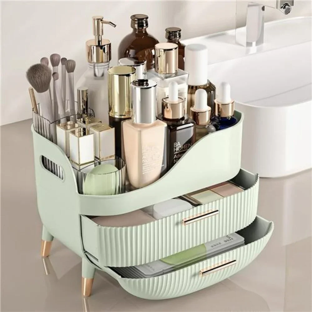 Makeup organizer with drawers large cosmetic storage box skincare vanity case